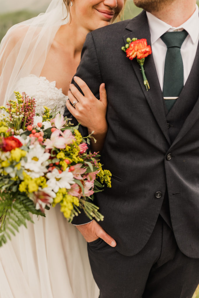 details of the bride and groom from their elegant chapel wedding in Eden, Utah.